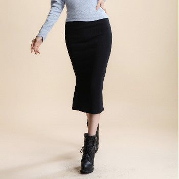 Online discount shop Australia - A Little Thick Sexy Chic Pencil Skirts Office Look Natural Waist Mid-Calf Solid Skirt Casual Slim Hip Placketing