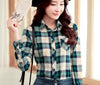 Online discount shop Australia - Brand Women's Clothing Plaid Casual shirts Long Sleeve Shirt Outerwear Loose Plus Size  Blouse