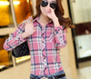 Online discount shop Australia - Brand Women's Clothing Plaid Casual shirts Long Sleeve Shirt Outerwear Loose Plus Size  Blouse