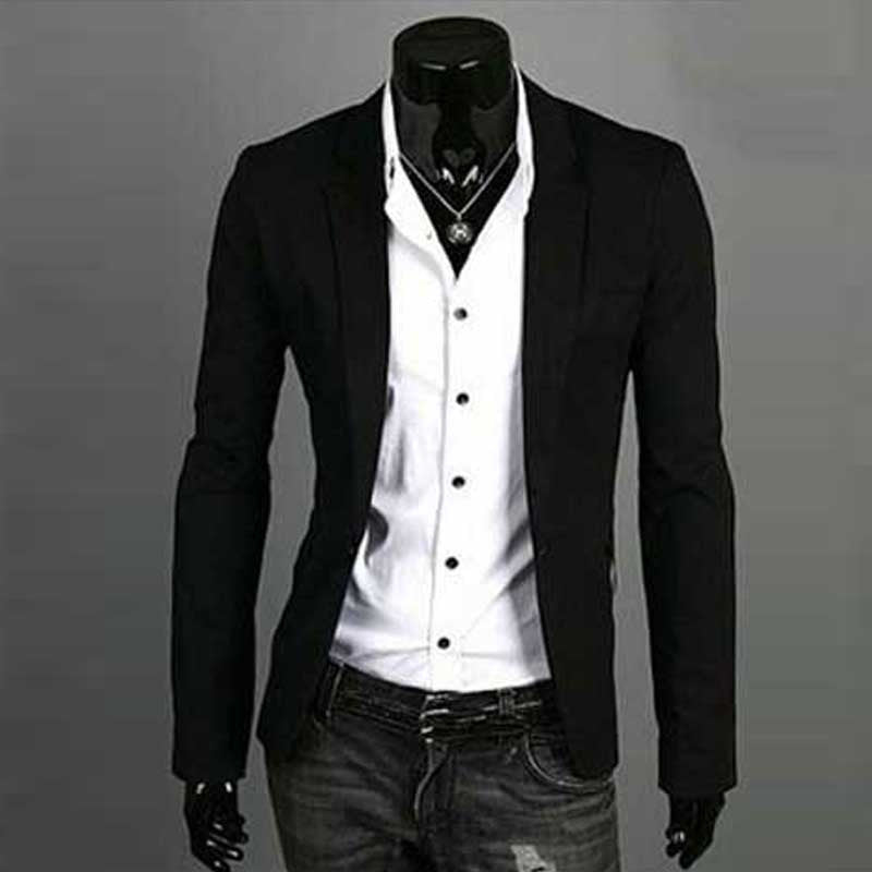 Online discount shop Australia - Men's Blazer Jacket Casual Slim Blazer Fashion Single Button Blazer Masculino M-3XL Size 7 Colors