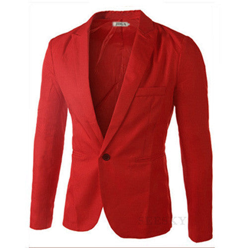 Online discount shop Australia - Men's Blazer Jacket Casual Slim Blazer Fashion Single Button Blazer Masculino M-3XL Size 7 Colors