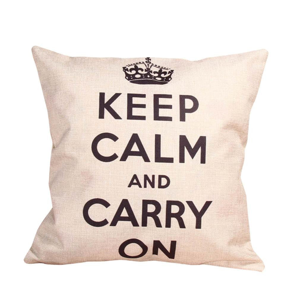 Fashion Letter/ Crown Printed Cushion Cover Cotton Linen Throw Pillow Case Cushion Cover for Home Sofa Car 45*45cm