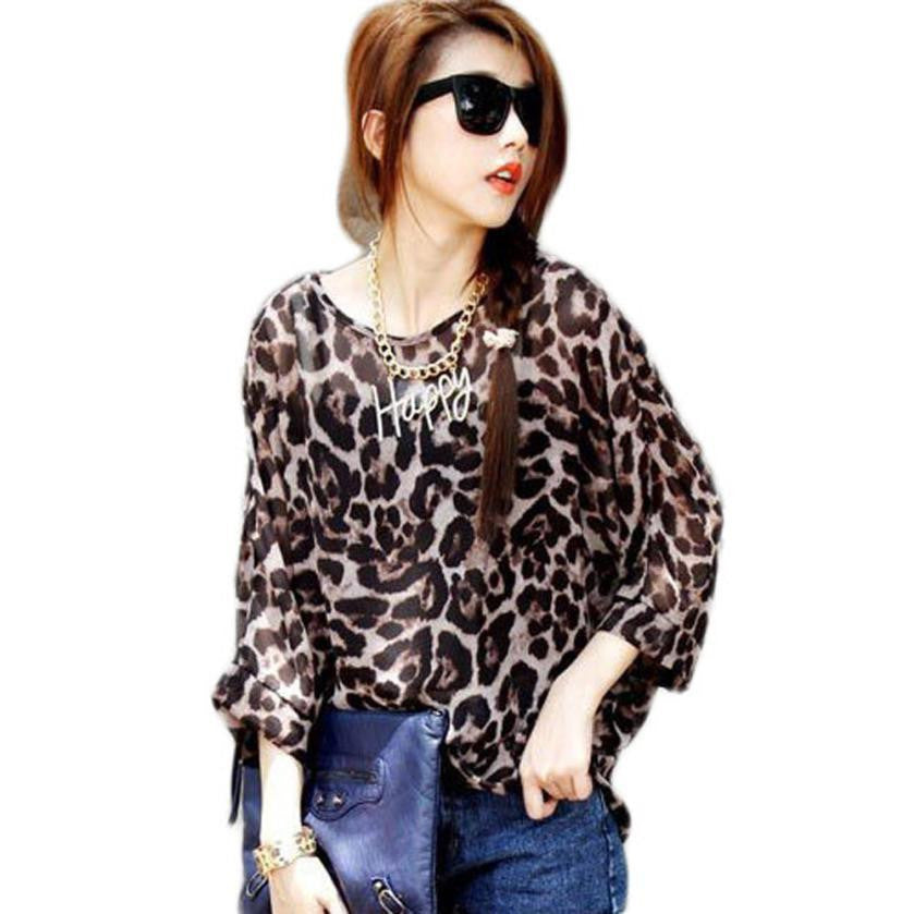 Online discount shop Australia - Women Cherry Print Bohemian Chiffon Loose Tops Batwing Sleeve Shirt Casual