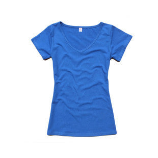 Online discount shop Australia - New Arrival Women's V-neck Short Sleeve Women's T-Shirt Cotton Large Size 8 Colors Slim lady T-shirt plus size B041