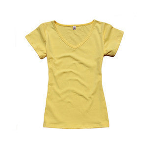 Online discount shop Australia - New Arrival Women's V-neck Short Sleeve Women's T-Shirt Cotton Large Size 8 Colors Slim lady T-shirt plus size B041