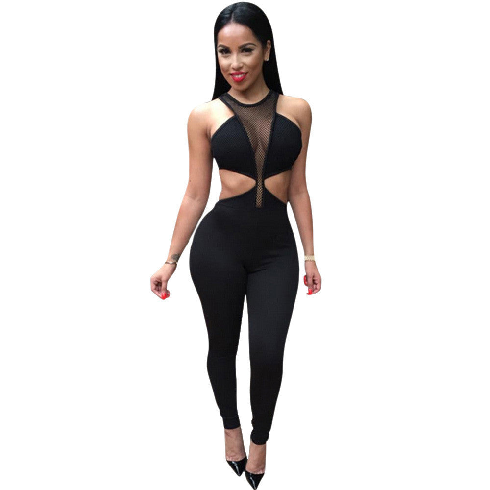 Online discount shop Australia - Feitong Jumpsuit Overalls Women Sexy Dew Waist Sleeveless Bodycon Bandage Party Long Bodysuit Overall Rompers combinaison