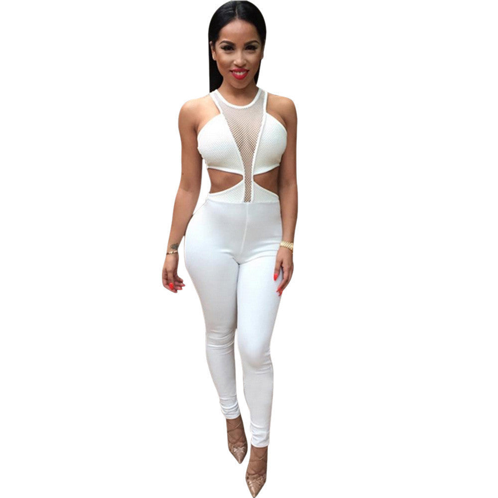 Online discount shop Australia - Feitong Jumpsuit Overalls Women Sexy Dew Waist Sleeveless Bodycon Bandage Party Long Bodysuit Overall Rompers combinaison