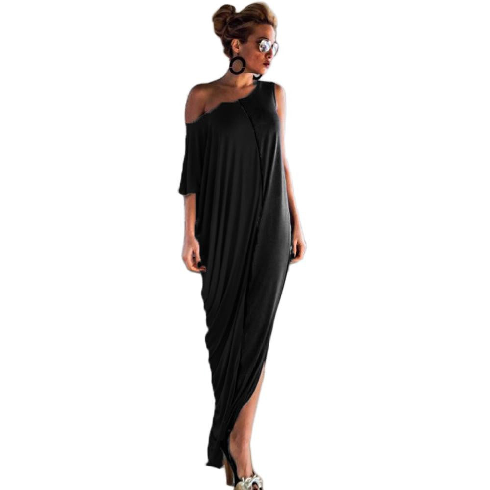 Women Casual Loose Off Shoulder Long Maxi Dress plus size office dress