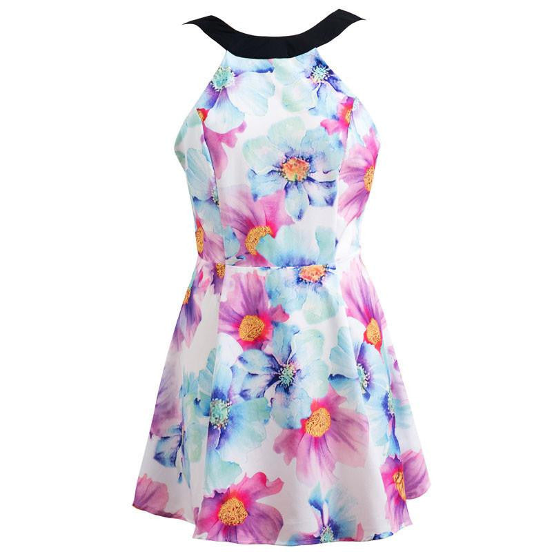 Summer Dress Casual Women Dress Print Floral Backless Sleeveless Dresses Party Spaghetti Strap Plus Size Dress