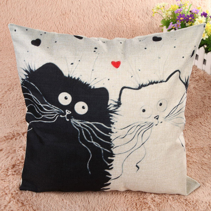 Online discount shop Australia - 45cm*45cm Cartoon Decorative Pillowcase Cat Pillow Case Married Couples Kitten Cushion Cover Linen