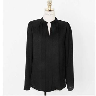 Online discount shop Australia - chiffon blouse ladies candy color elegant v-neck blouses long sleeve chiffon shirt work tops