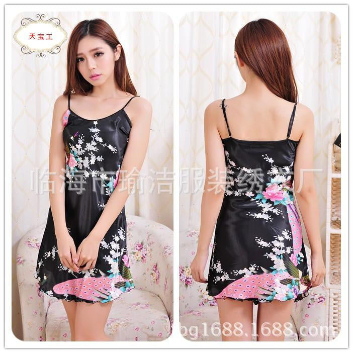 Women Lace Silk Suspenders Silk Princess Nightgown Casual Sleepwear Bandage Dress