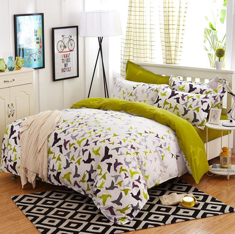 Online discount shop Australia - Elegant Floral Bedding Set Polyester Cotton Bed Linen Sets 4pcs Bedspreads Kids Twin Size Blue Duvet Cover Bed Sheet Set