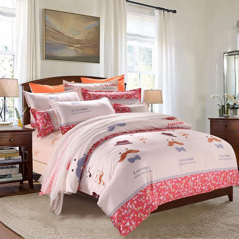 Online discount shop Australia - Elegant Floral Bedding Set Polyester Cotton Bed Linen Sets 4pcs Bedspreads Kids Twin Size Blue Duvet Cover Bed Sheet Set