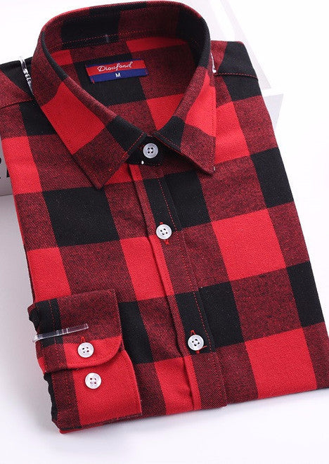 Online discount shop Australia - Flannel Plaid Shirt Women Tops Turn-down Collar Women Shirts Long Sleeve Plus Size Fashion Casual Blouse