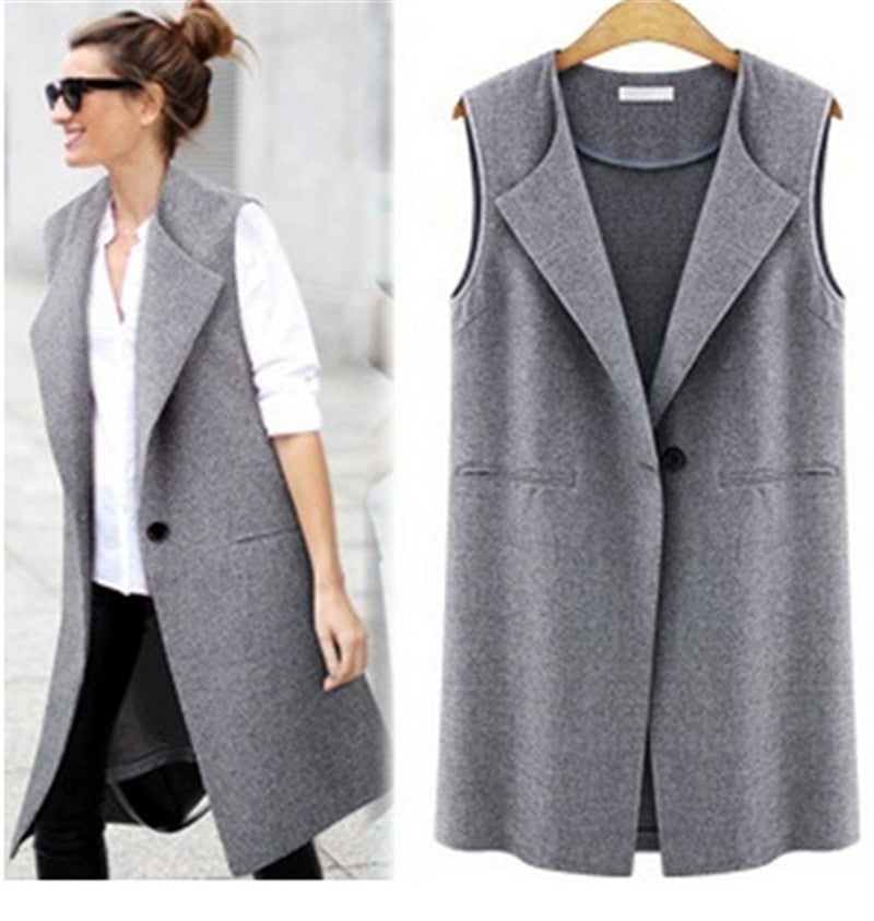 Online discount shop Australia - Female Vest Single Button Brief Women's Vests Sleeveless Coats Female  Waistcoat Turn-Down Collar Casual Vest