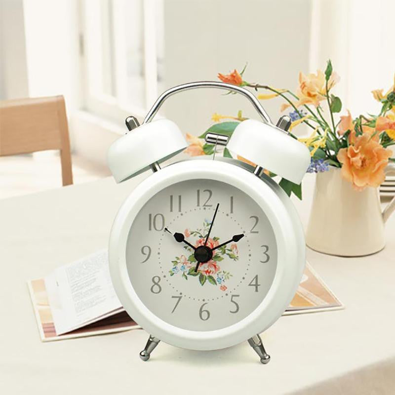 Fashion Home Decor Metal Double Twin Bell Silent No ticking Metal Desk Table Alarm Clock Backlight