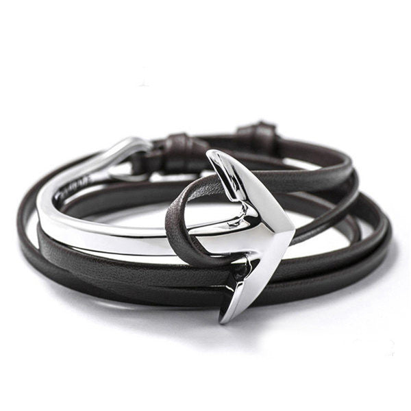 Online discount shop Australia - New Anchor Bracelet Men Women Leather Wap Bracelets Half Bend Anchor Bangles Jewelry