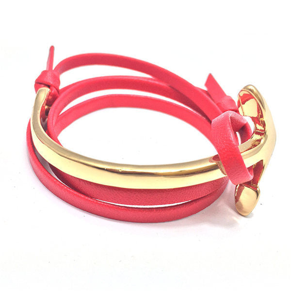Online discount shop Australia - New Anchor Bracelet Men Women Leather Wap Bracelets Half Bend Anchor Bangles Jewelry