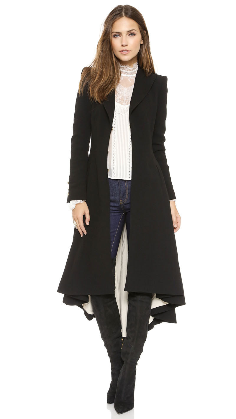 Online discount shop Australia - Dove tail Victoria office lady long coats Pleated slim fashions women trench outwears for Women Outwear