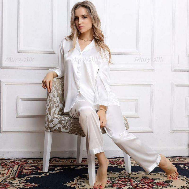 Womens Silk Satin Pajamas Set Pajama Set Sleepwear Loungewear