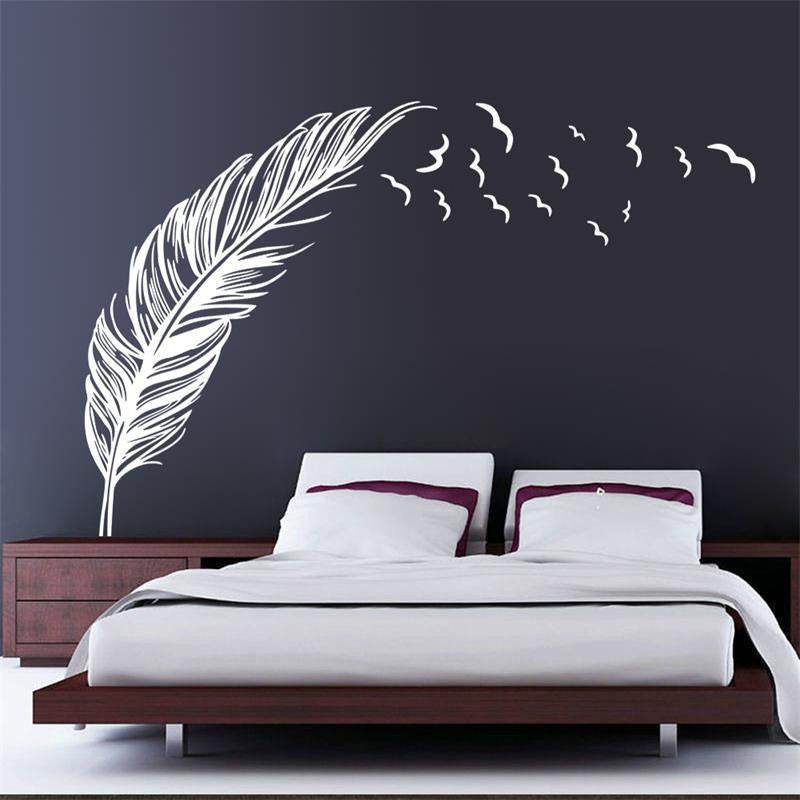 Online discount shop Australia - Flying feather living room wall sticker home decor de home decoration wallpaper wall sticker Living room decor