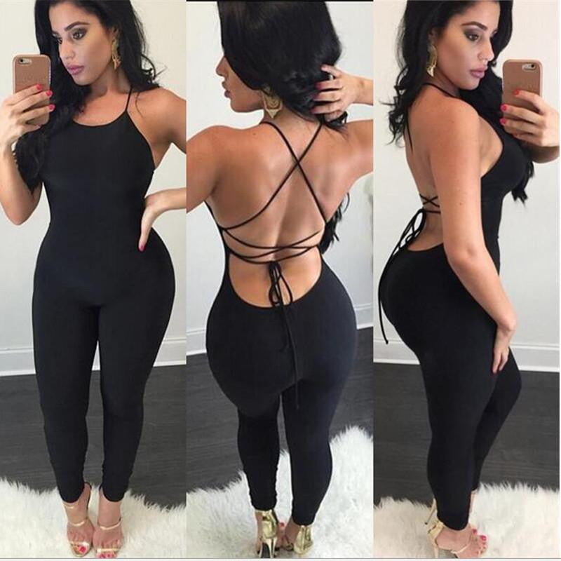 Womens jumpsuit women sleeveless backless skinny full length bodycon jumpsuit