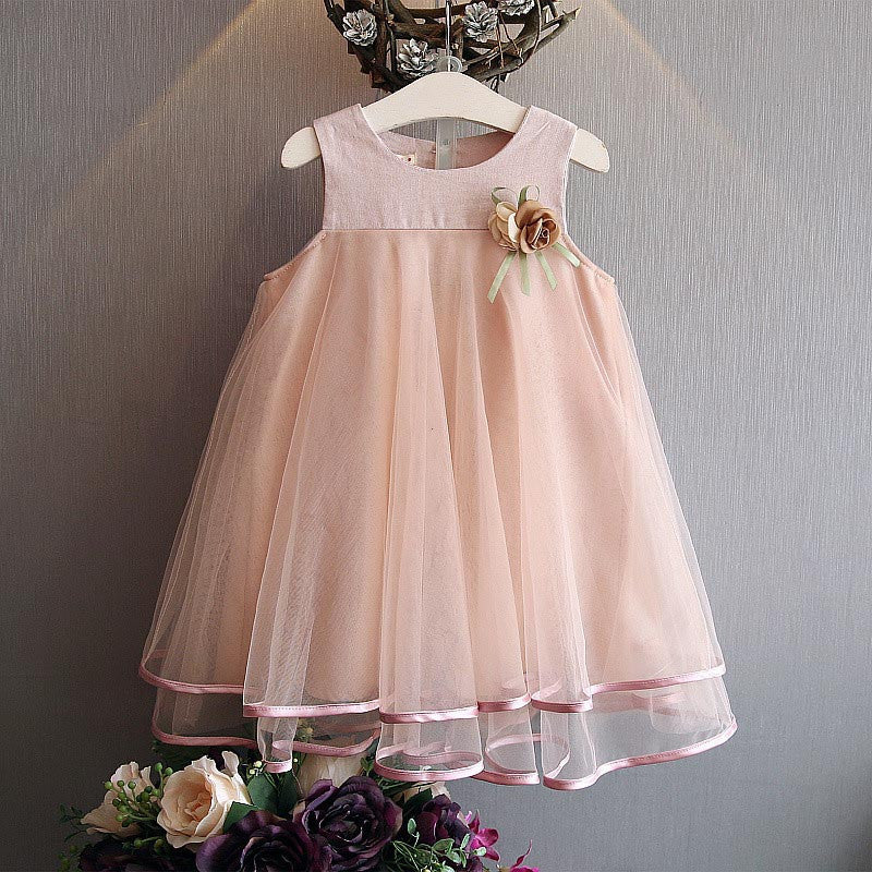 Online discount shop Australia - Girls Dress Brand Princess Dress Sleeveless Appliques Floral Design for Girls Clothes Party Dress 3-7Y
