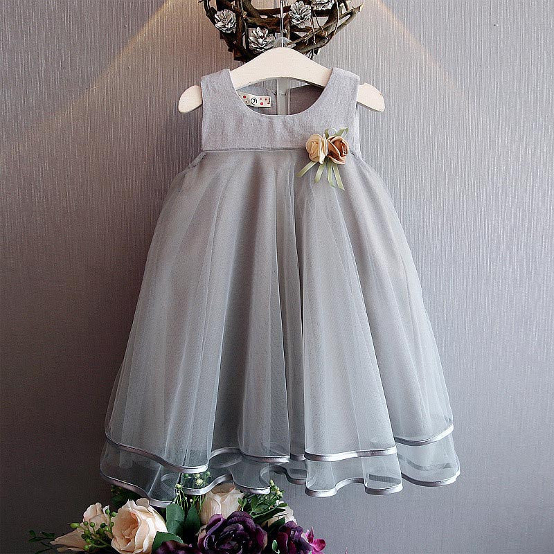 Online discount shop Australia - Girls Dress Brand Princess Dress Sleeveless Appliques Floral Design for Girls Clothes Party Dress 3-7Y