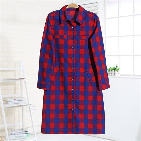 Online discount shop Australia - Flannel Women Long Shirts Red Plaid Blouses Long Shirt Dress Longue Casual Shirts Dress Women Clothing