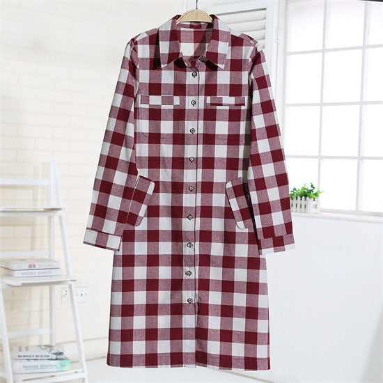 Online discount shop Australia - Flannel Women Long Shirts Red Plaid Blouses Long Shirt Dress Longue Casual Shirts Dress Women Clothing