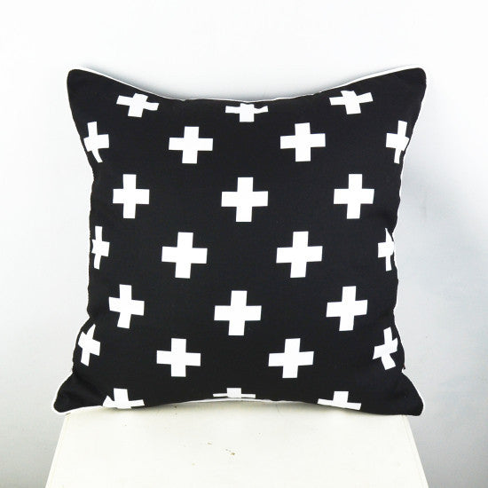 Online discount shop Australia - 45*45 cm Black White Swiss Cross Decorative Throw Cushion Cover Pillow Case for Bedding Sofa