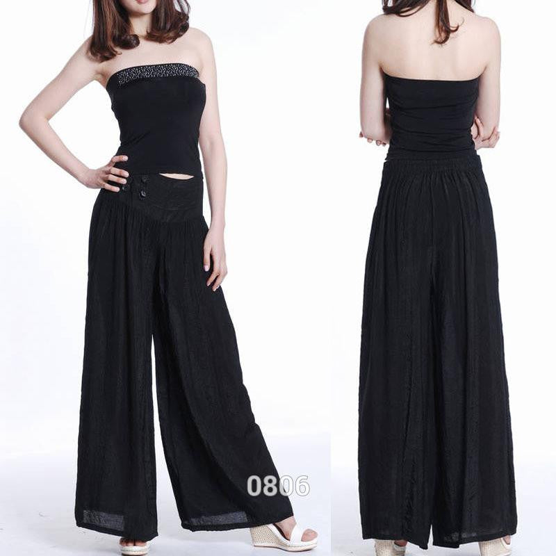 Women Loose Culottes Elastic Waist Dance Pant Sweat Pants Trouser