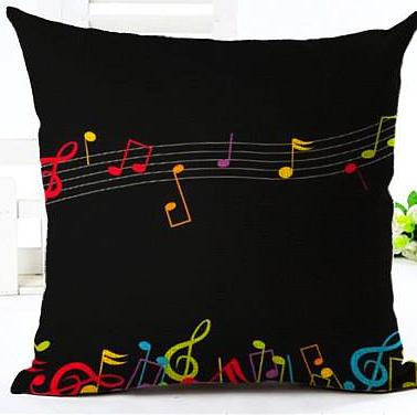 Online discount shop Australia - Music Series Note Printed Linen Cotton Square 45x45cm Home Decor Houseware Throw Pillow Cushion