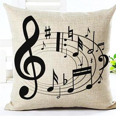 Online discount shop Australia - Music Series Note Printed Linen Cotton Square 45x45cm Home Decor Houseware Throw Pillow Cushion
