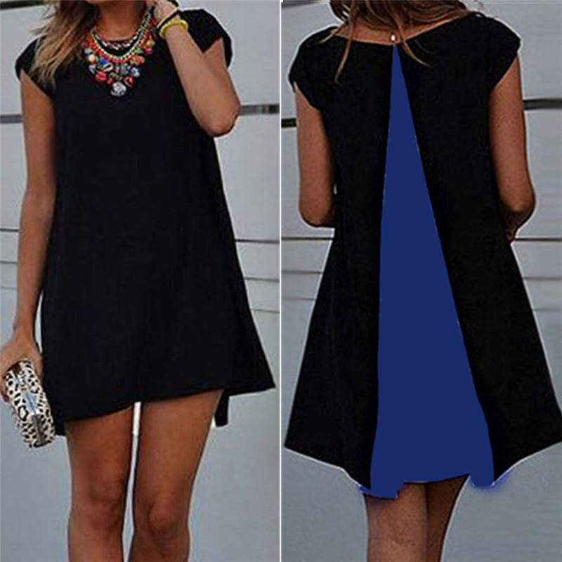 Style Women Patchwork chiffon Blouse Top Ladies O neck Short Sleeve Loose Casual Shirts Dress Plus Size