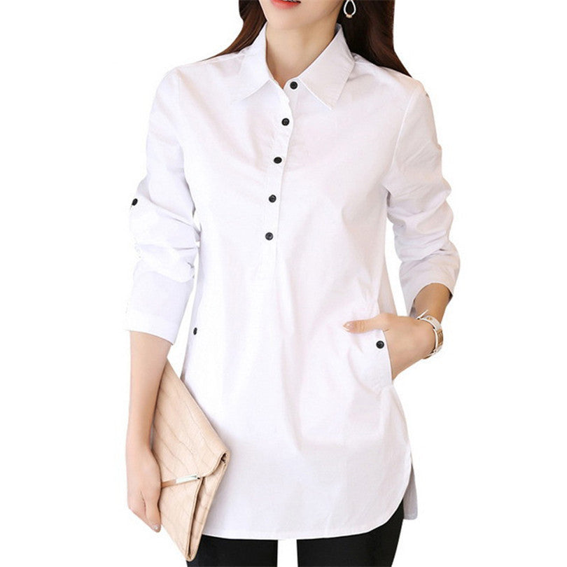 Online discount shop Australia - Blouse shirt Women White Shirt plus size elegant Cotton Women's shirt Women Blouse women tops