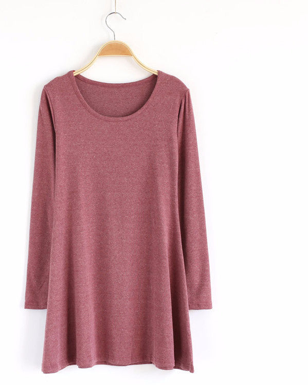 100% Cotton Autumn Winter Dress Female Long Sleeve Dress O-Neck Woolen 100% Cotton Autumn Winter Dress Female Long Sleeve Dress O-Neck Woolen
