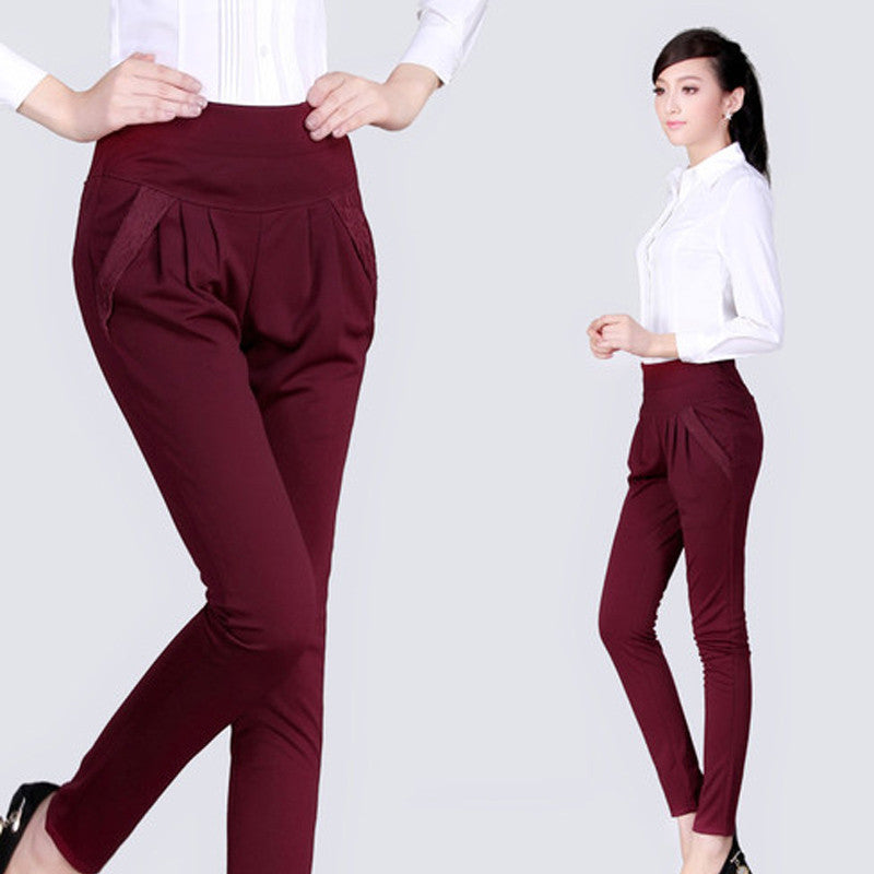 Fashion Women's Casual Trousers Fashion High Waist Lace Pocket Plus Size S-4XL Loose Casual Harem Pants