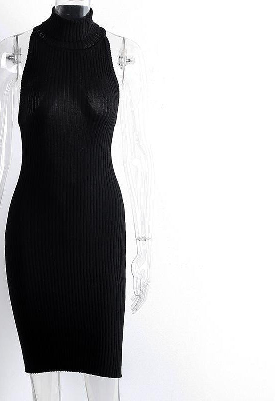 Online discount shop Australia - backless knitted bodycon dress Women back cross short dress Winter ribbed black sexy dress evening vestidos