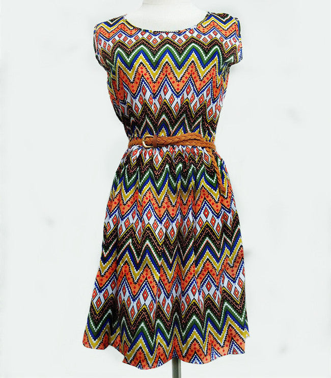 Online discount shop Australia - Casual Fashion plus size Work women's party dress + belt Flower prints dresses nz18