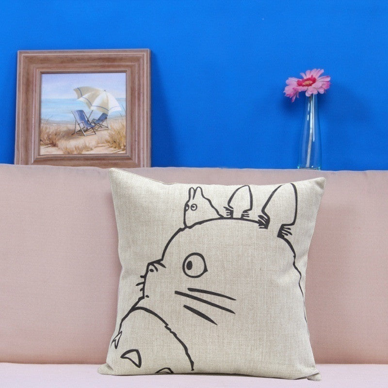 Online discount shop Australia - Miyazaki Totoro Cotton linen Pillow Case For office/bedroom/chair seat cushion 18x18 inches Decorative
