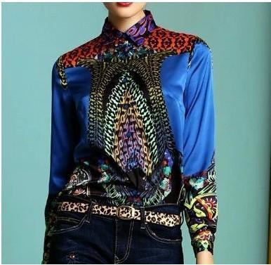 printed Shirt Women's Long sleeve Casual blouse Slim Fashion Tops