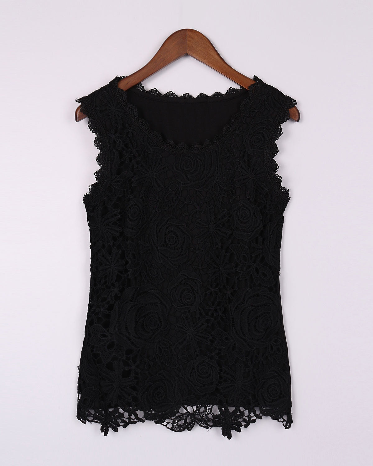 Online discount shop Australia - Fashion Women Blouse Lace Elegant Sleeveless Black White Renda Crochet Casual Shirts Tops Plus Size