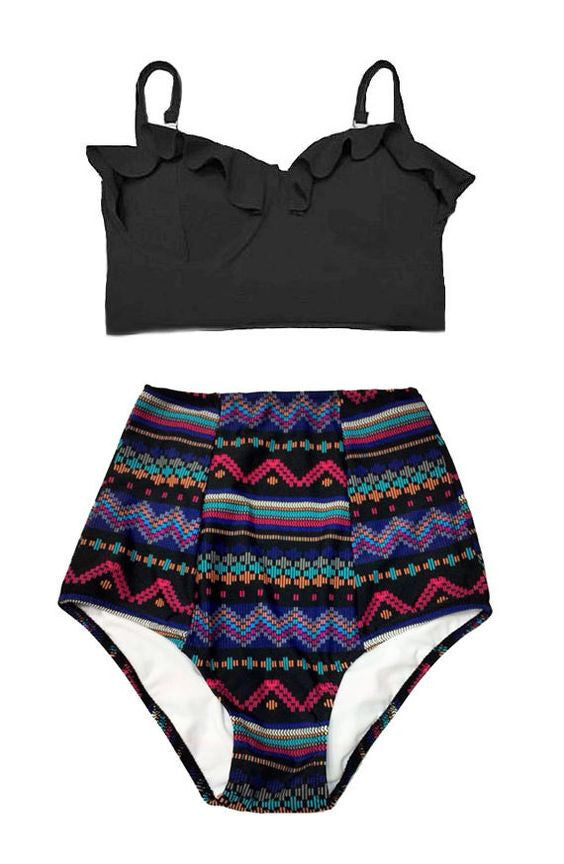 Bikinis Women Swimsuit High Waist Bathing Suit Plus Size Swimwear Push Up Bikini Set Vintage Retro Beach Wear XXL