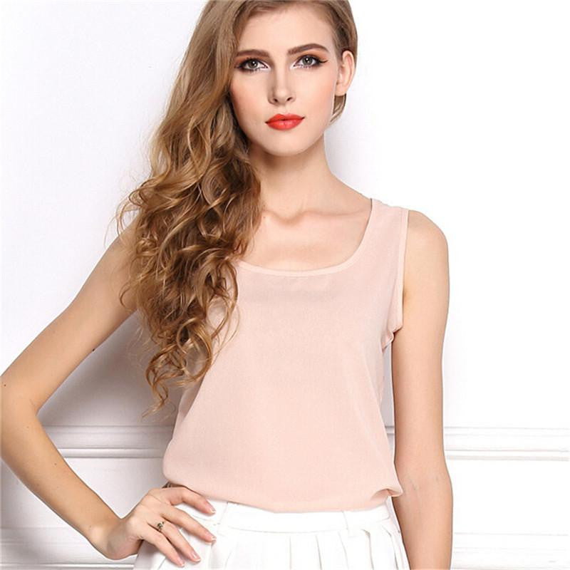 Women Tank Tops Brand Chiffon Sleeveless Tshirt Female Shirt blouse