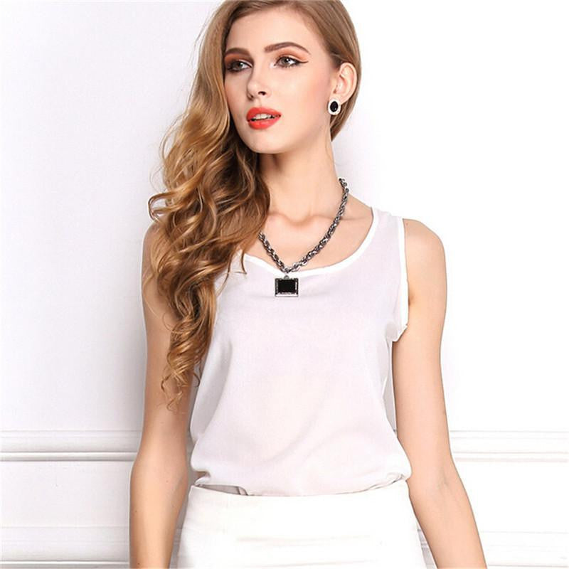 Women Tank Tops Brand Chiffon Sleeveless Tshirt Female Shirt blouse