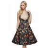 Vintage Elegant Women Dress V-Neck High Waist Big Bust Design Sleeveless Casual Patchwork Party Midi Pleated Swing Dress