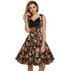 Vintage Elegant Women Dress V-Neck High Waist Big Bust Design Sleeveless Casual Patchwork Party Midi Pleated Swing Dress