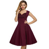 Vintage Elegant Women Dress V-Neck High Waist Big Bust Design Sleeveless Casual Patchwork Party Midi Pleated Swing Dress